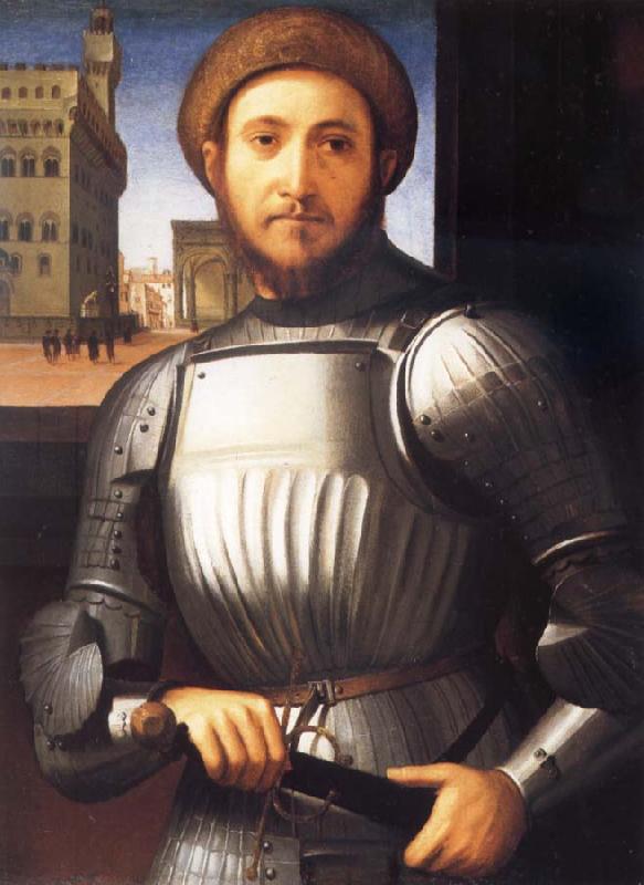 Francesco Granacci Portrait of Man in Armour oil painting image